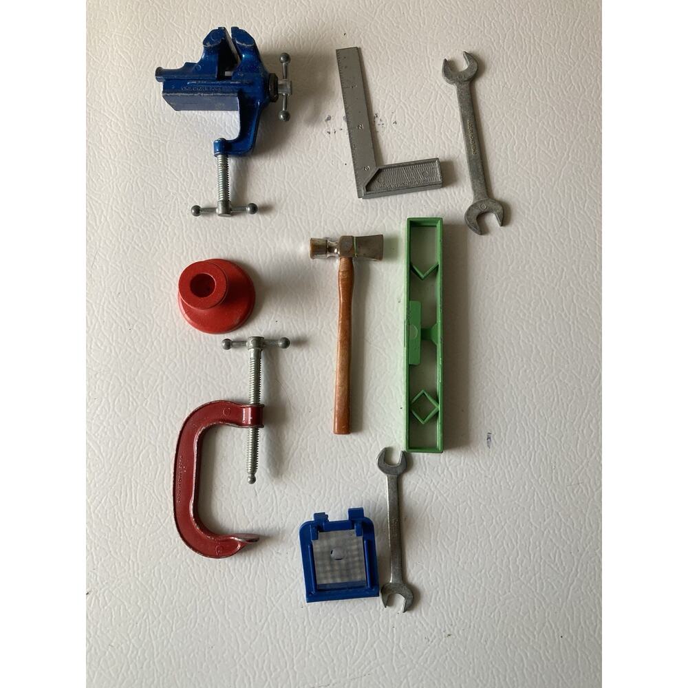 Vintage Toy Lintoy Tools Vise, C-clamp And Various Other Tools